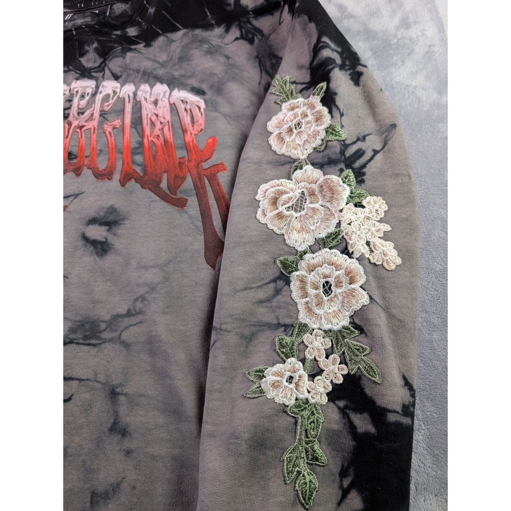 Civil Regime Mens Tie Dye Floral Embroidered Graphic Crewneck Sweatshirt Gray L - Picture 4 of 9